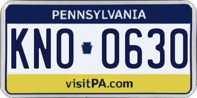 PA license plate KNO0630