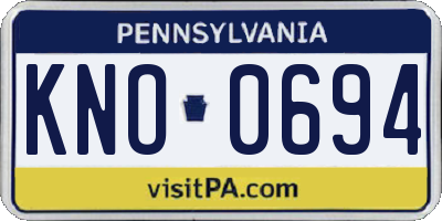 PA license plate KNO0694