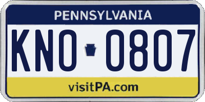 PA license plate KNO0807
