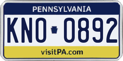 PA license plate KNO0892