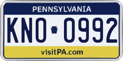 PA license plate KNO0992
