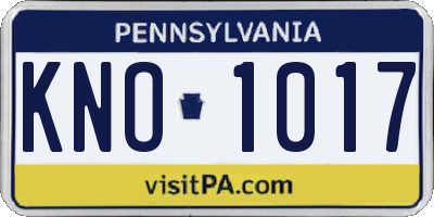 PA license plate KNO1017