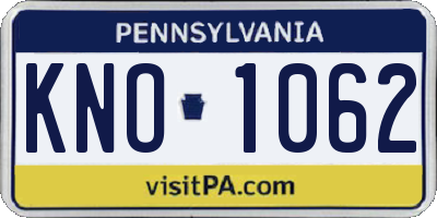 PA license plate KNO1062