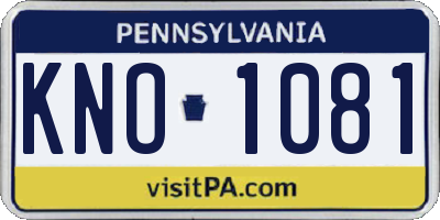 PA license plate KNO1081
