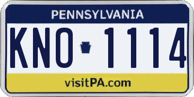 PA license plate KNO1114