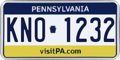 PA license plate KNO1232