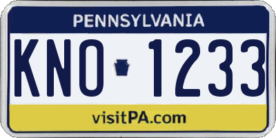 PA license plate KNO1233