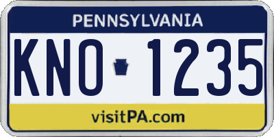 PA license plate KNO1235