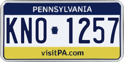 PA license plate KNO1257