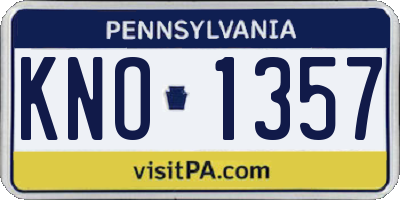 PA license plate KNO1357