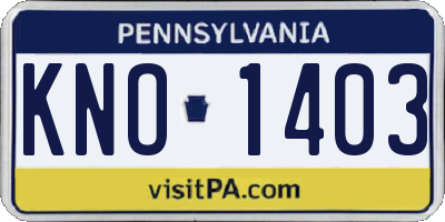 PA license plate KNO1403