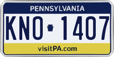 PA license plate KNO1407