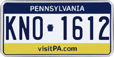 PA license plate KNO1612