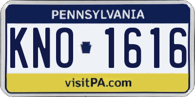 PA license plate KNO1616