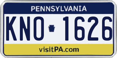 PA license plate KNO1626