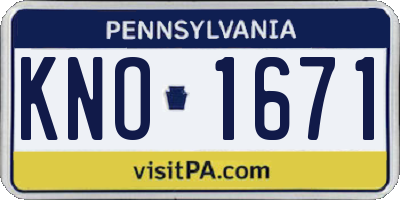 PA license plate KNO1671