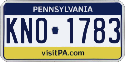 PA license plate KNO1783