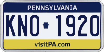 PA license plate KNO1920