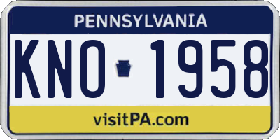 PA license plate KNO1958