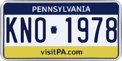 PA license plate KNO1978