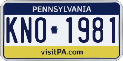 PA license plate KNO1981