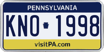 PA license plate KNO1998