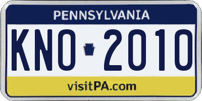 PA license plate KNO2010
