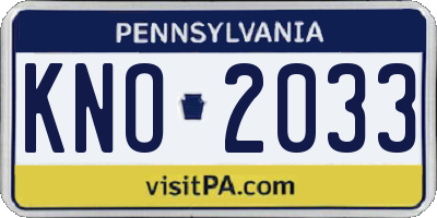 PA license plate KNO2033