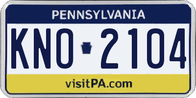 PA license plate KNO2104
