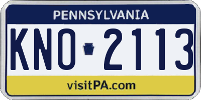 PA license plate KNO2113