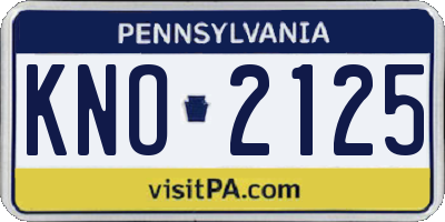 PA license plate KNO2125