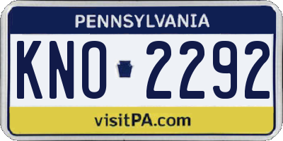 PA license plate KNO2292