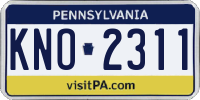 PA license plate KNO2311
