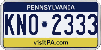 PA license plate KNO2333
