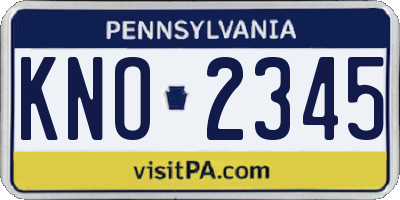 PA license plate KNO2345