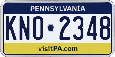 PA license plate KNO2348