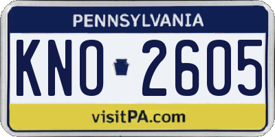 PA license plate KNO2605