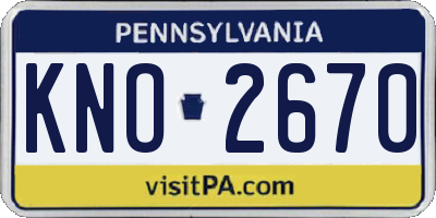 PA license plate KNO2670