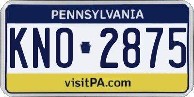 PA license plate KNO2875