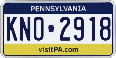 PA license plate KNO2918