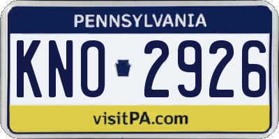 PA license plate KNO2926