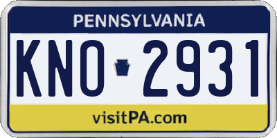 PA license plate KNO2931