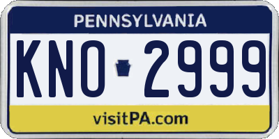 PA license plate KNO2999