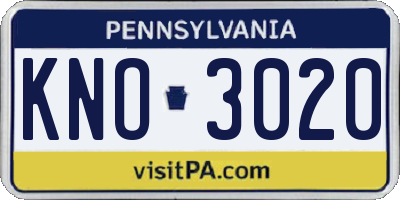PA license plate KNO3020