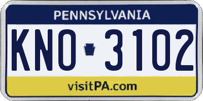 PA license plate KNO3102