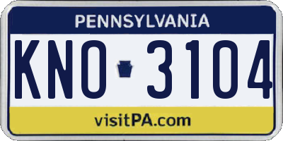 PA license plate KNO3104