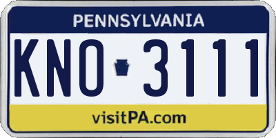 PA license plate KNO3111