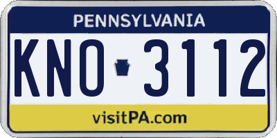 PA license plate KNO3112