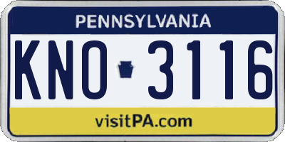 PA license plate KNO3116