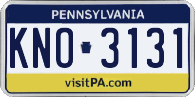 PA license plate KNO3131